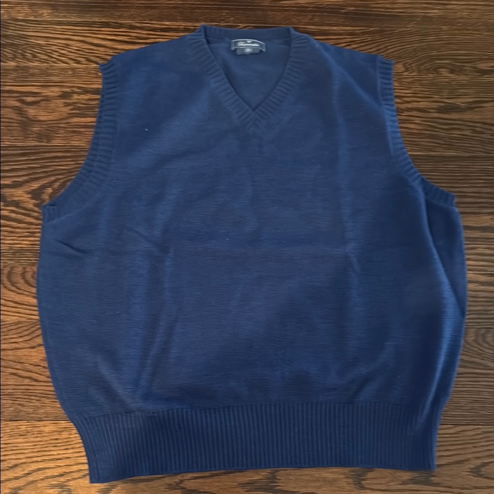 Faconnable Men's Navy Blue V-Neck Sweater Vest